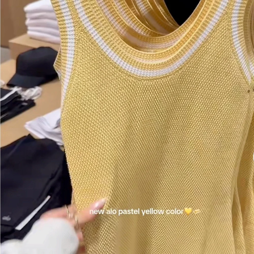 💛ALO Tennis Club Sweater Knit Dress- Warm Butter/White💛 - Picture 12 of 15